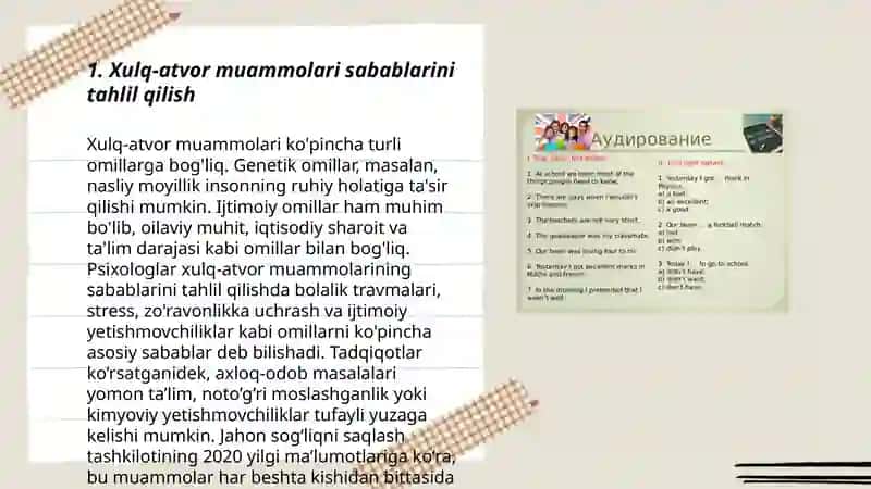 Oʻquvchilarda xulq -atvor muomolari va ularni hal etilishi 3