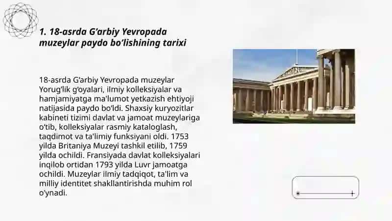 18-asrda G‘arbiy Yevropada muzeylar paydo bo‘lishining tarixi 3