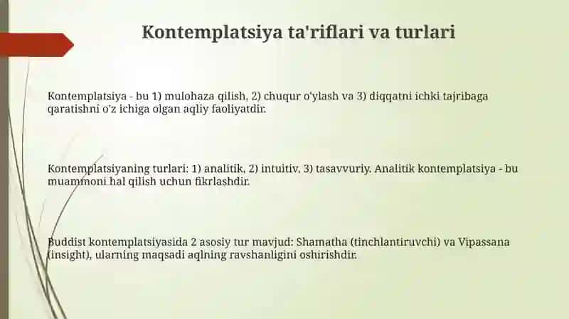 Kontemplatsiya ta'riflari va turlari 3