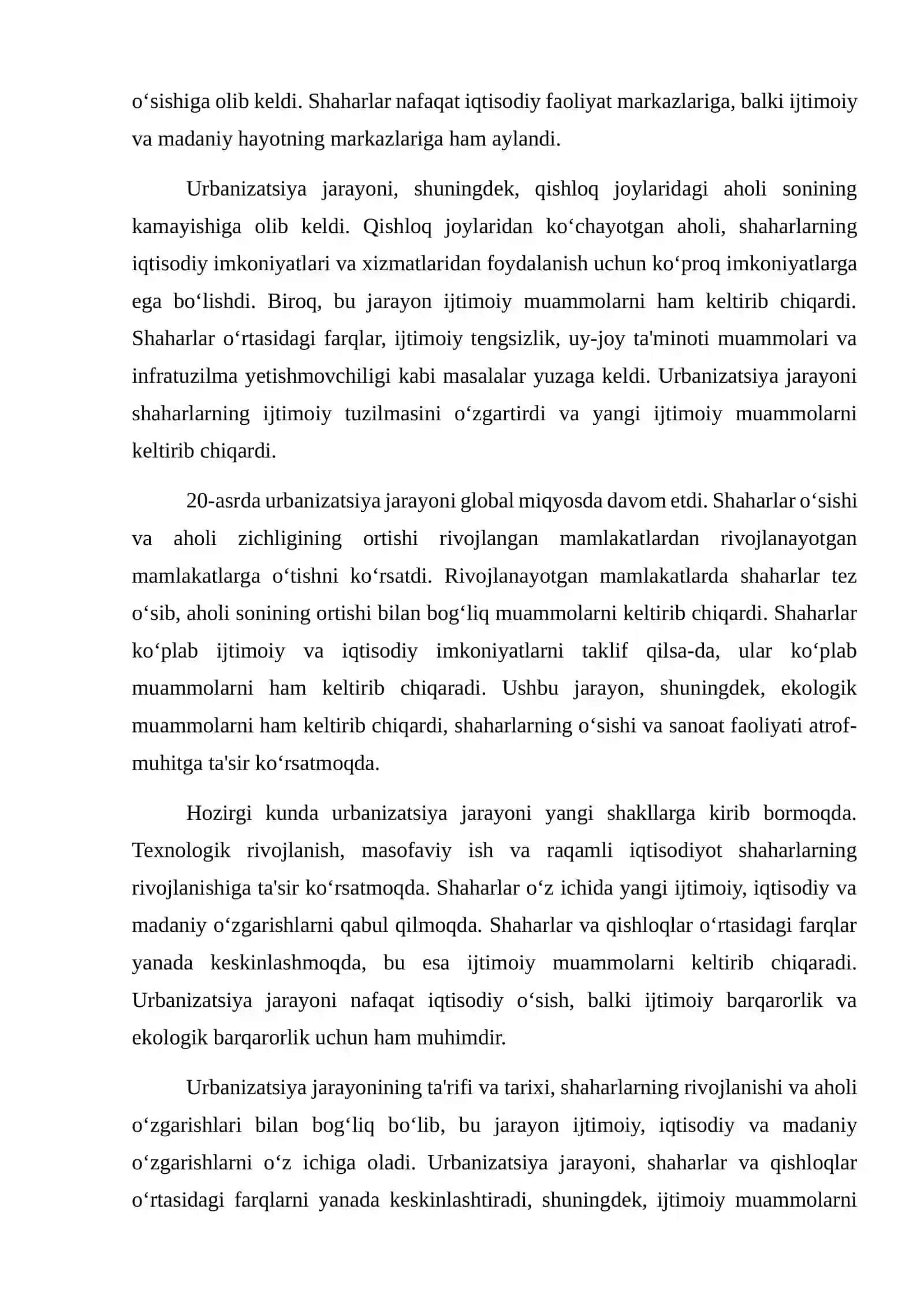 Urbanizatsiya jarayonlarini kuzatish 3