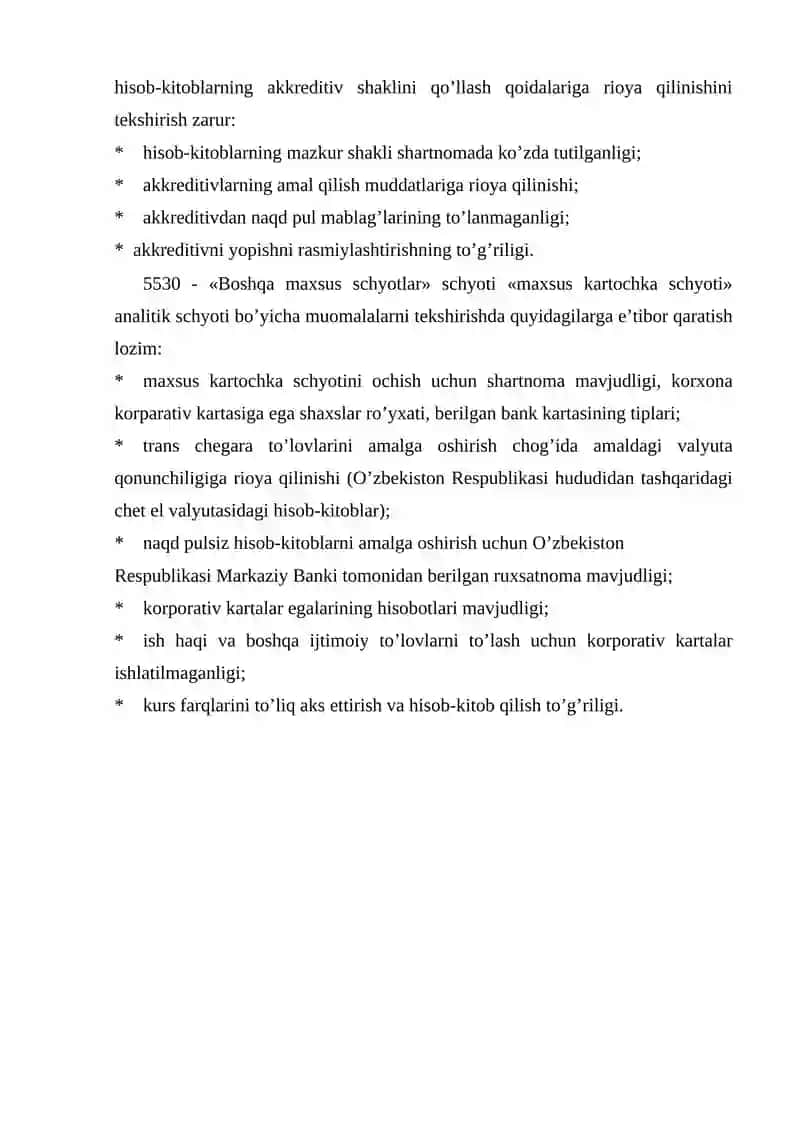 Bankning maxsus schyotlaridagi pul mablag‘larini hisobga olish 3