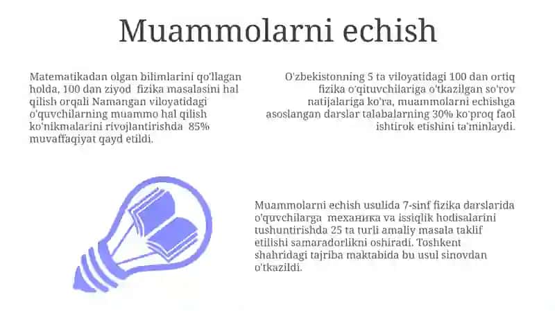 Fizika darslarida so'rovga asoslangan ta'limdan foydalanish 3