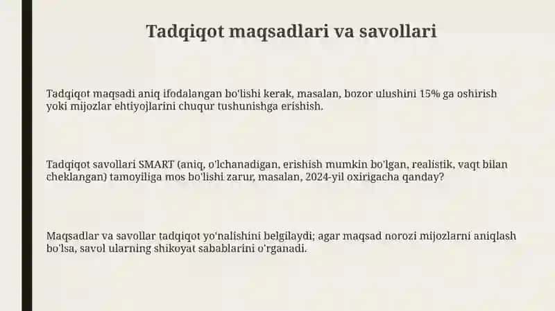 Biznesni tadqiq etish usullarini tanlash 3