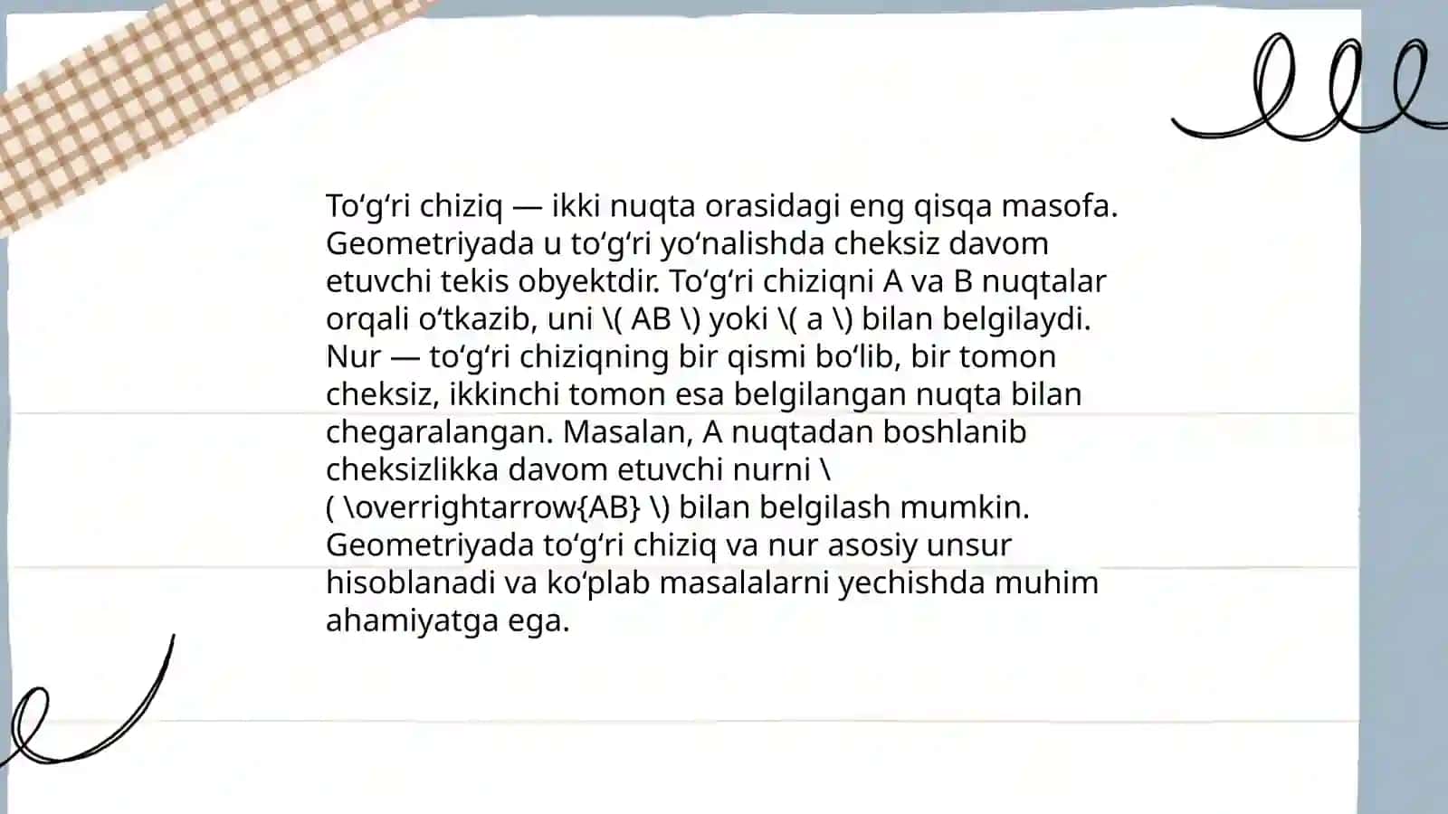 Planimetriya aksiomalarini takrorlash 3