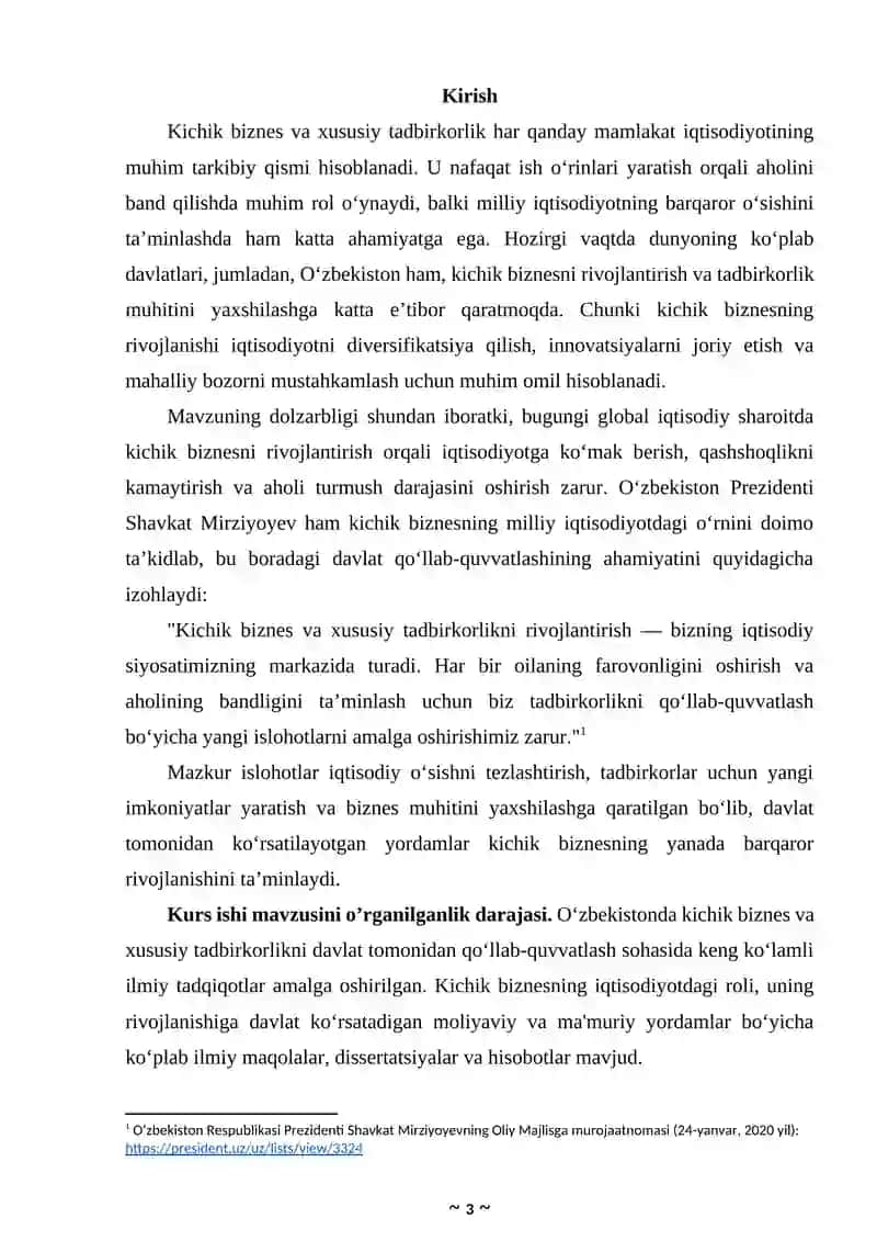 Kichik biznes va xususiy tadbirkorlikning rivojlanishini davlat tomonidan qo'llab-quvvatlash siyosatining yo'nalishlari 3