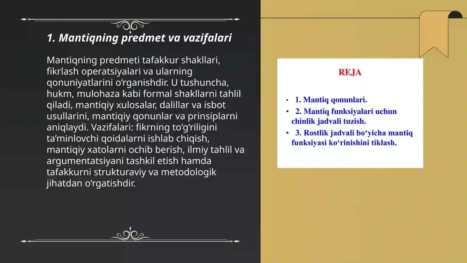 Mantiq Tafakkur Shakllari va Qonunlari 3