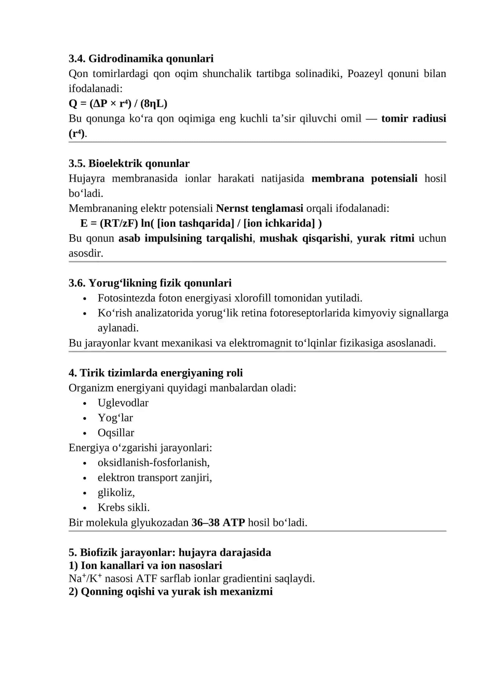 Tirik tizimlardagi biologik va fizik qonuniyatlar 3