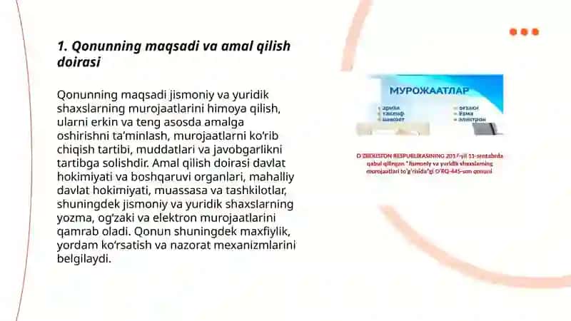 Jismoniy va yuridik shaxslarning murojaatlari toʻgʻrisida qonun 3