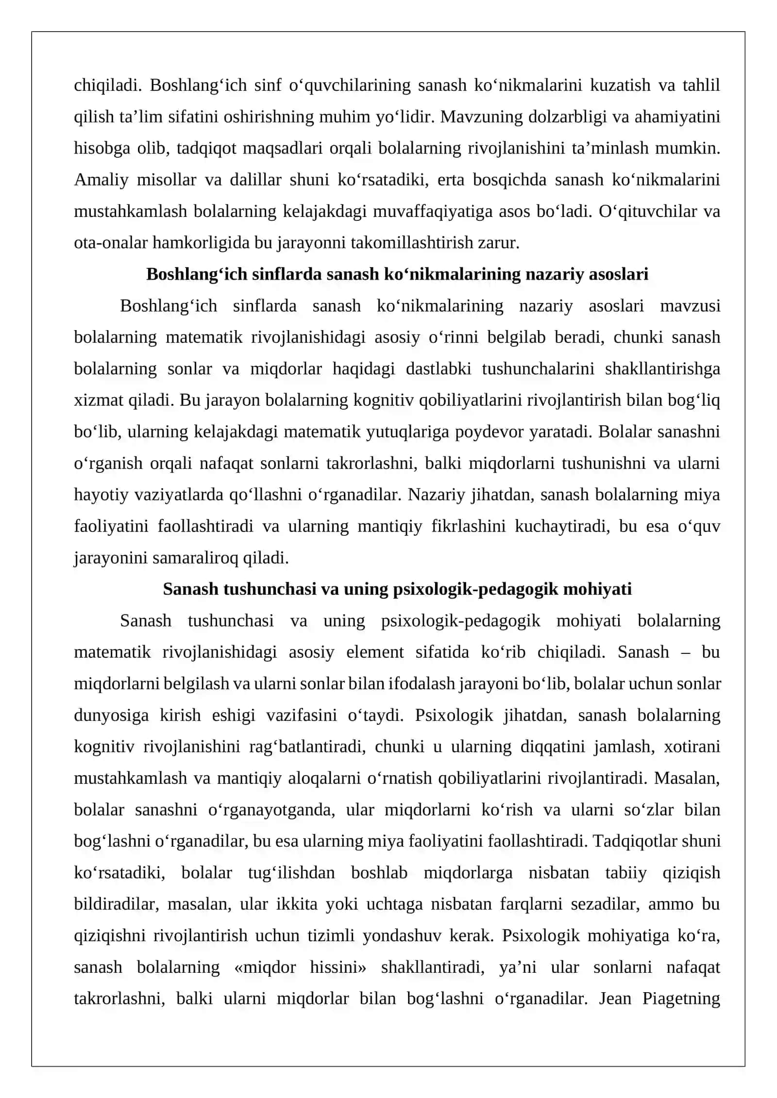Boshlang‘ich sinf o‘quvchilarining sanash ko‘nikmalarini kuzatish va tahlil qilish 3