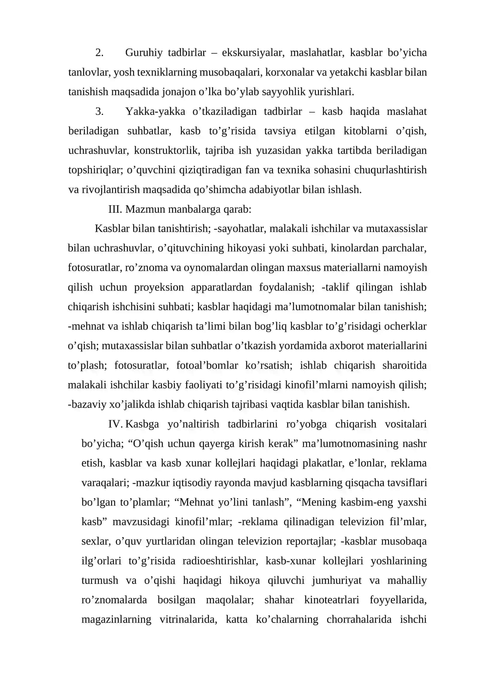 Kasb-hunarga yo’naltirish komissiyalari, o’quvchilar va ota-onalar bilan ishlash 3