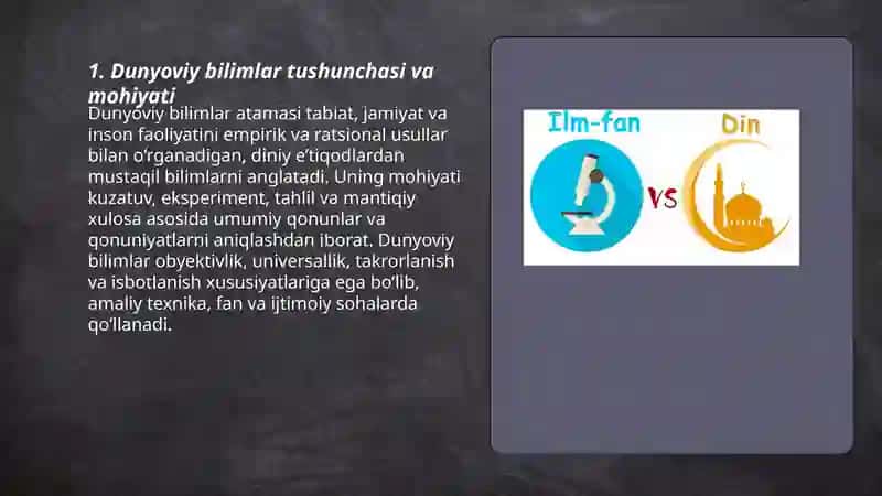 Dunyoviy va diniy bilimlarning tushunchasi 3