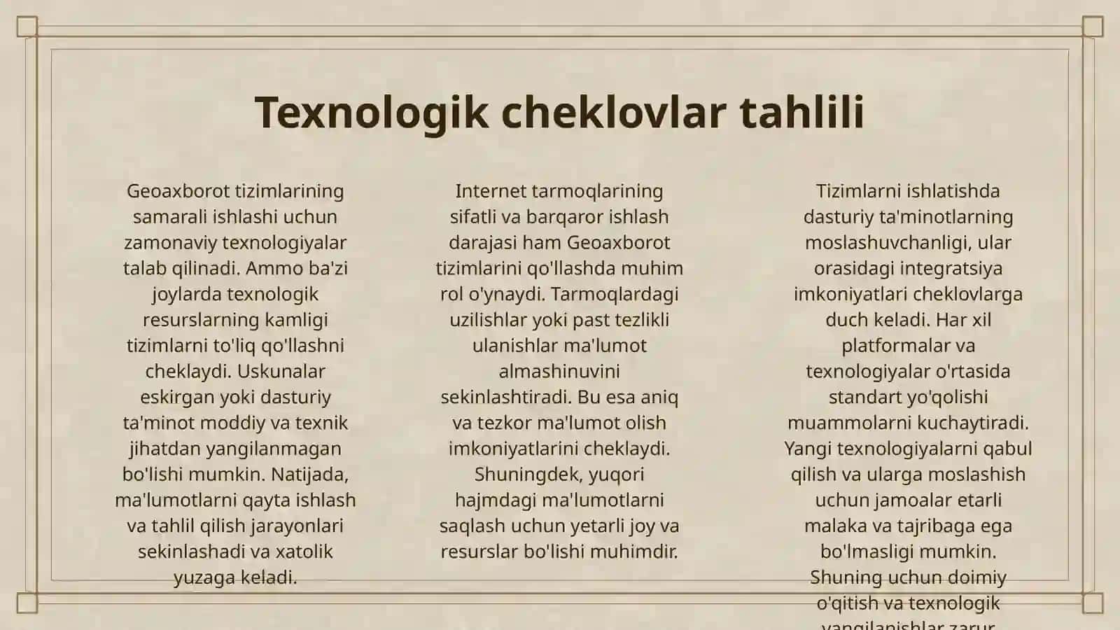 GEOAXBOROT TIZIMLARINI QO'LLASH MUAMMOLARI 3
