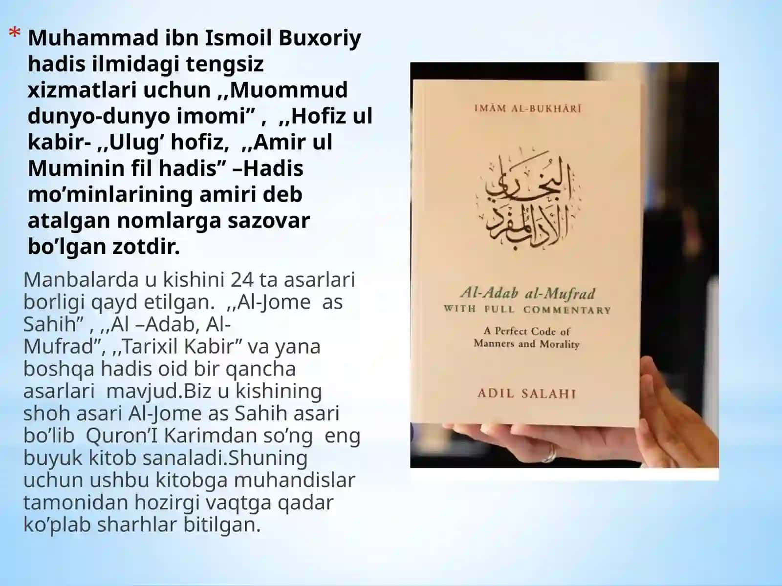 Imom al-Buxoriyning ,,Al-Adab  al-Mufrat’’ asari tahlili 3