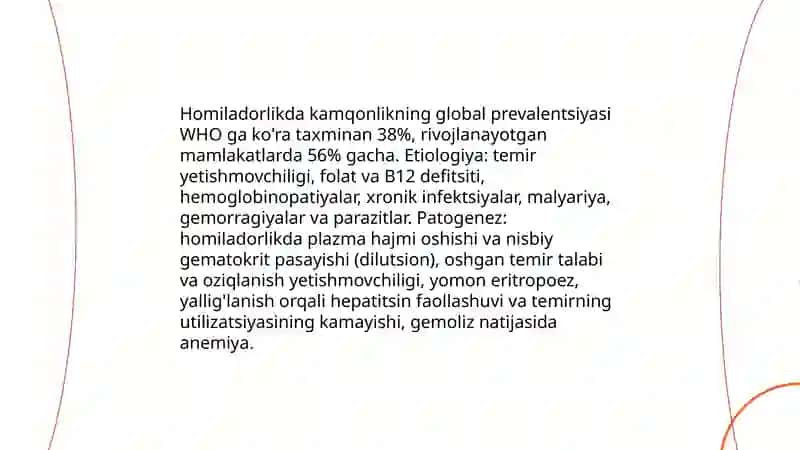 Kamqonlik, yurak-qon tomir kasalliklari va homiladorlik. Tashxislash. Olib borish. 3