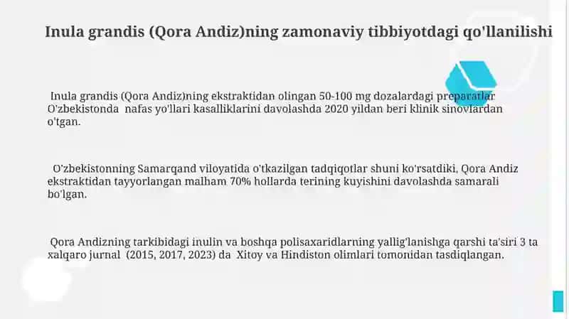 Qora andiz (Inula grands Screnik ) tarqalishi va tibbiyotda qo'llanilishi 3