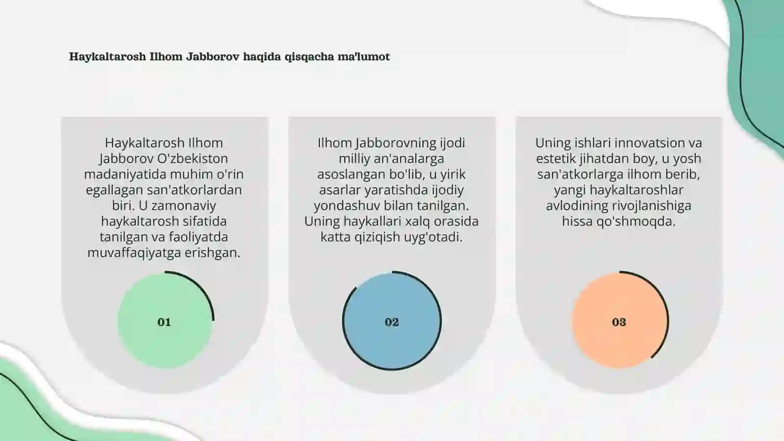 Haykaltarosh Ilhom Jabborov hayoti va ijodi 3
