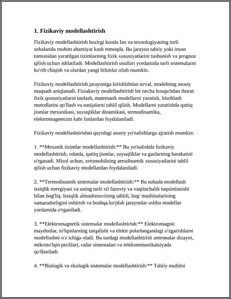 Fizikaviy modellashtirish 3