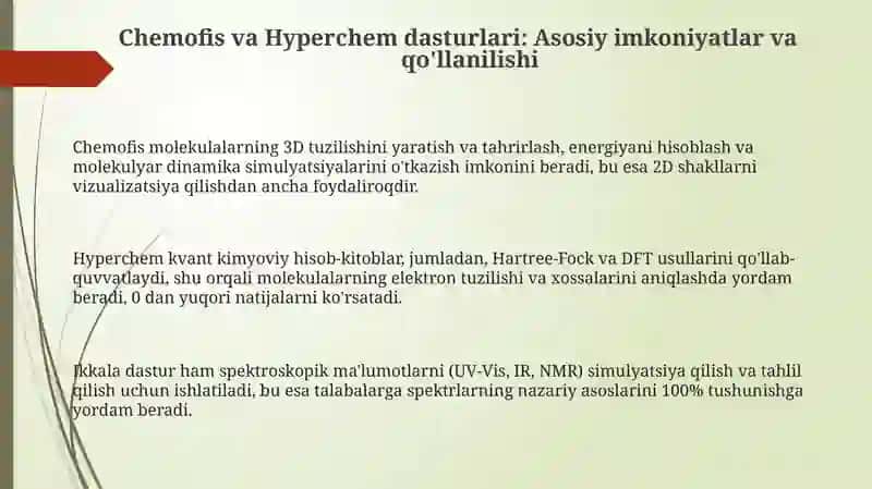 Chemofis va Hyperchem dasturlari 3