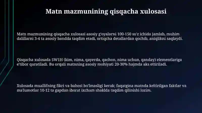 Ingliz tili matn mazmunining qisqacha bayoni 3