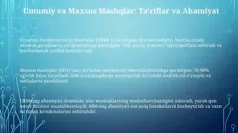 Og'ir atletikada umumiy rivojlantiruvchi va maxsus mashqlar 3