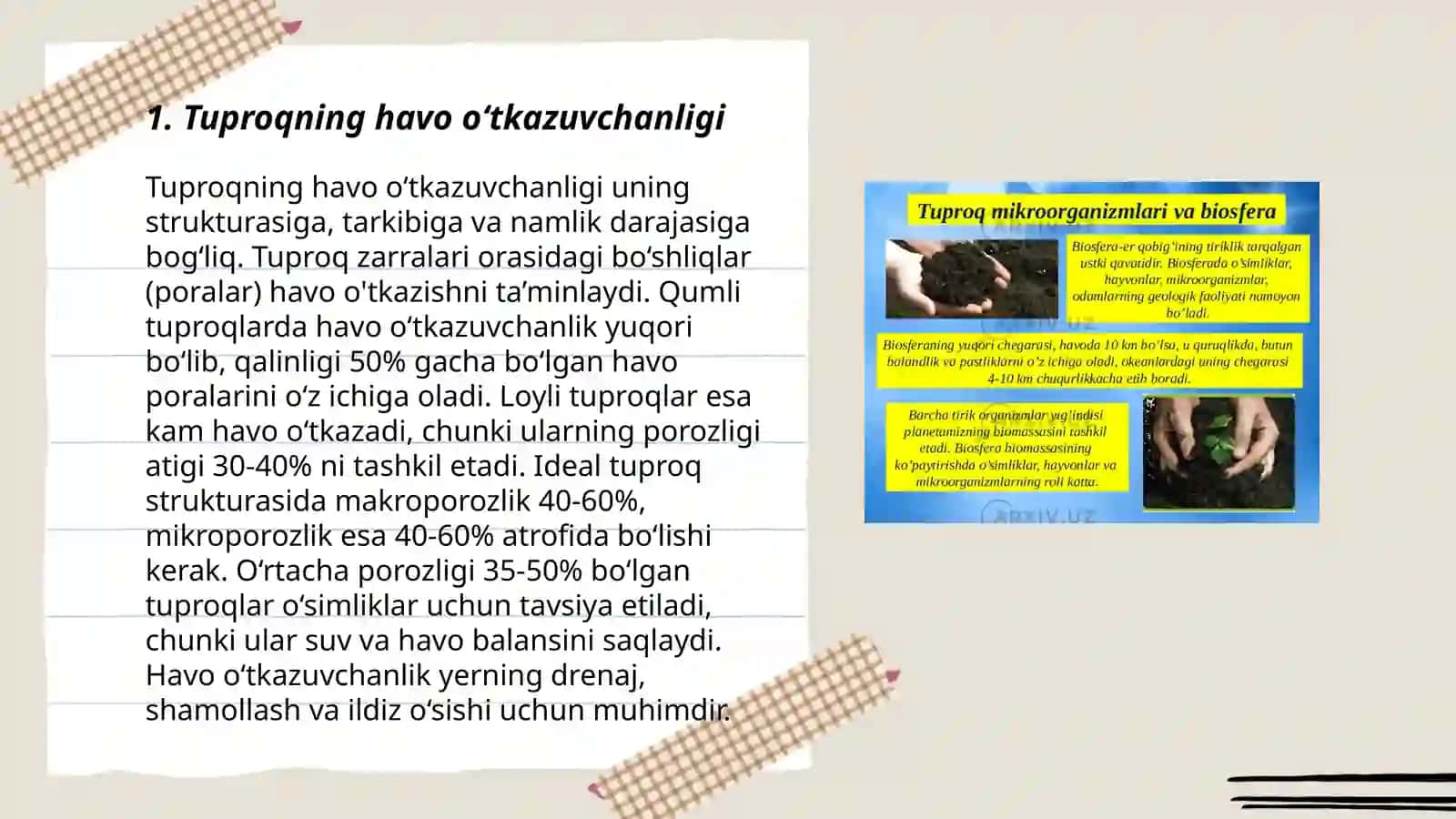 Tuproqning havo rejimi va tuproqning xossalari 3