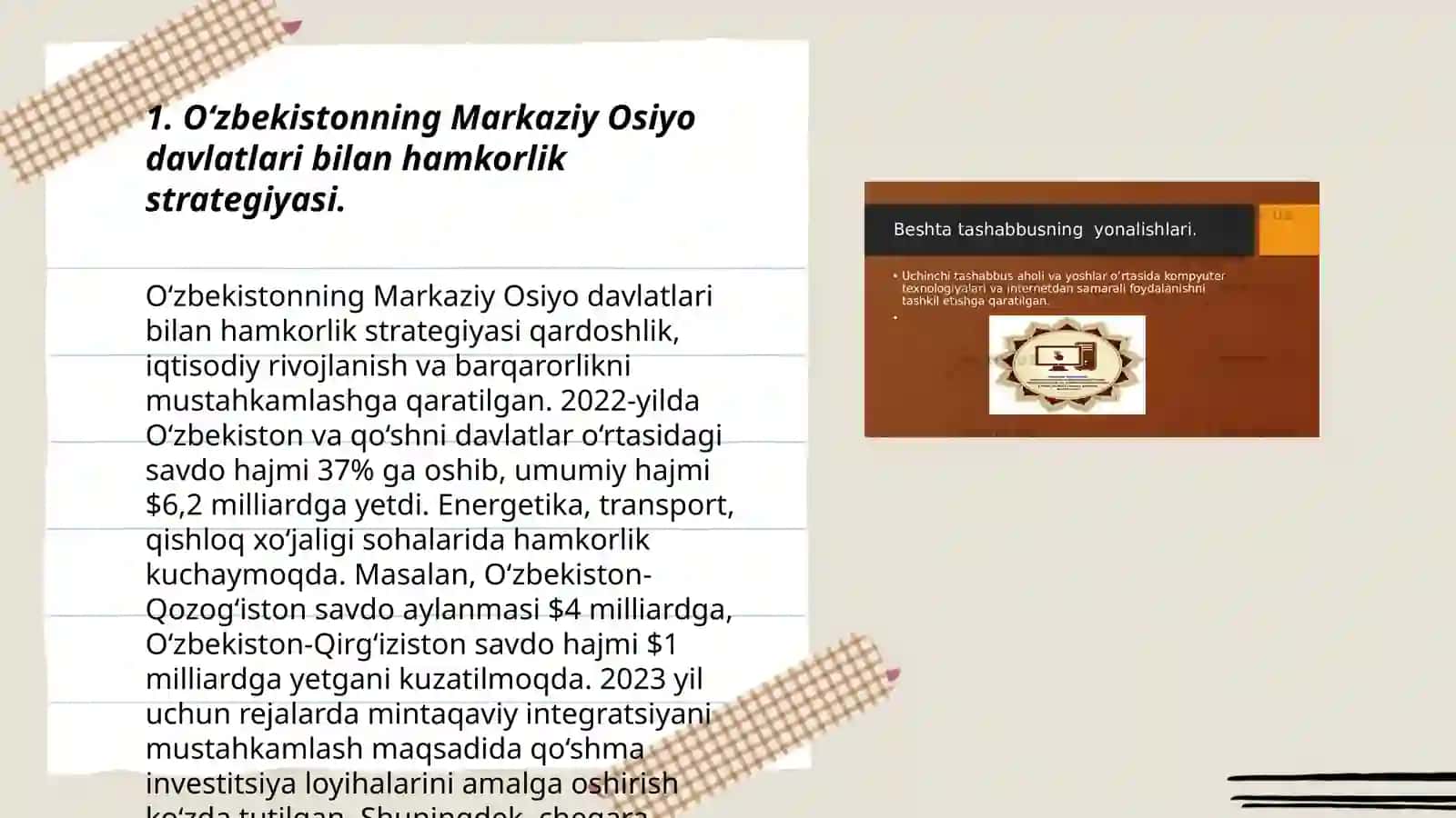 O‘zbekistonning Markaziy Osiyoda tinchlik va barqarorlikni ta’minlashdagi o‘rni 3