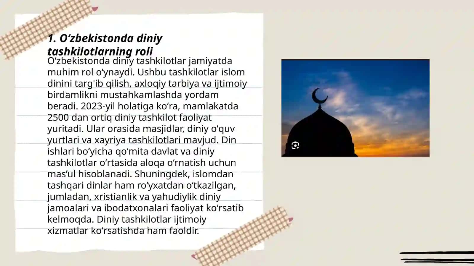Oʻzbekistonda din va diniy tashkilotlarga munosabat 3