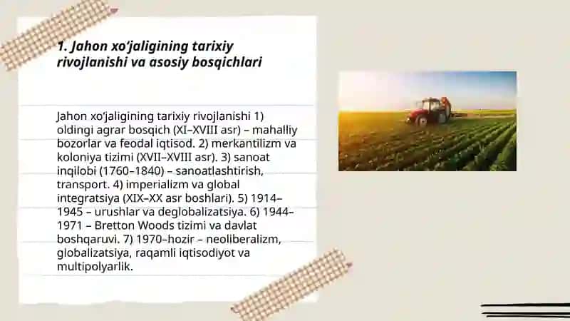 Jahon xoʻjaligi uning evolyutsiyasi va jahon bozori 3