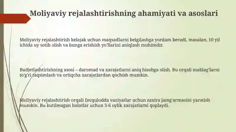 Moliyaviy rejalashtirish va byudjetlashtirish 3