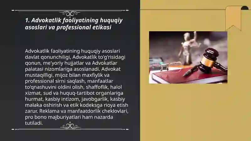 Advokatura. Prokuratura. Moliya, pul va bank tizimi 3