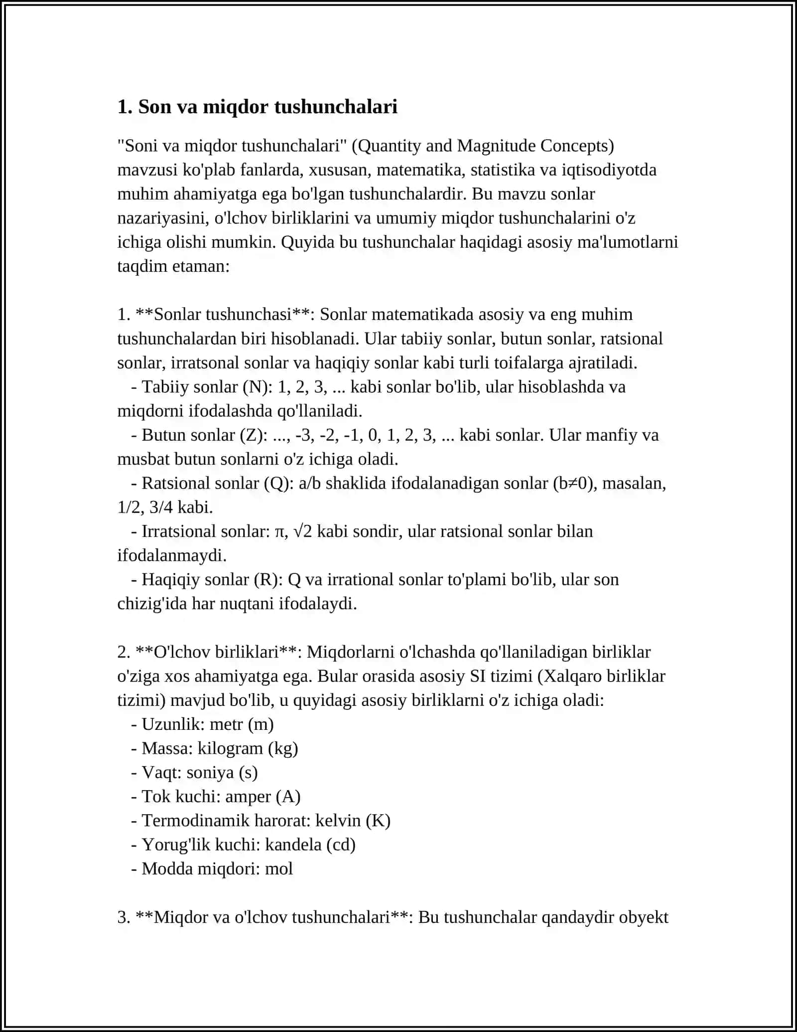 SON VA MIQDOR HAQIDAGI TASAVVURLARNI SHAKILLANTIRISH 3