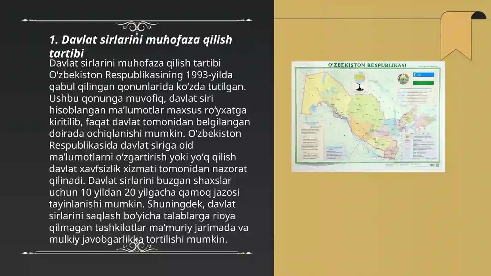 O'zbekiston Respublikasining "Davlat sirlarini saqlash to'g'risidagi qonun " 3