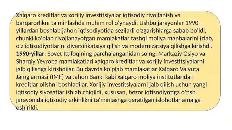 Xalqaro Kreditlar va Xorijiy Investitsiyalar 3
