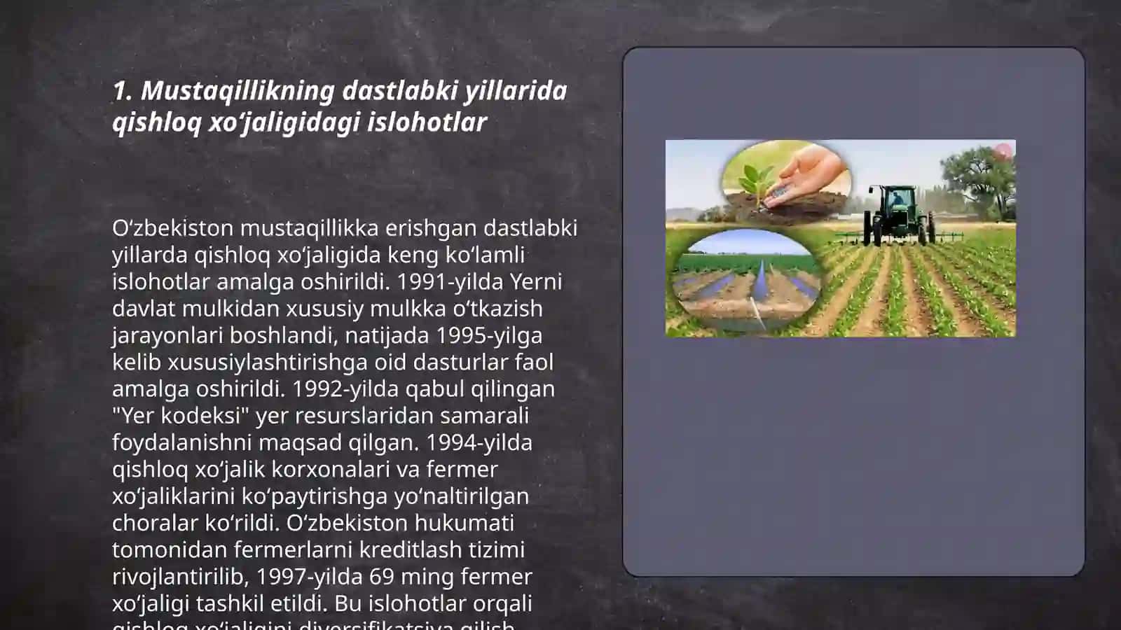 Mustaqillik yillarida qishloq xoʻjaligi va sanoat sohasidagi oʻzgarishlar 3