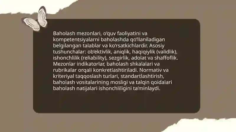 Baholash mezonlari, shakllari va turlari 3