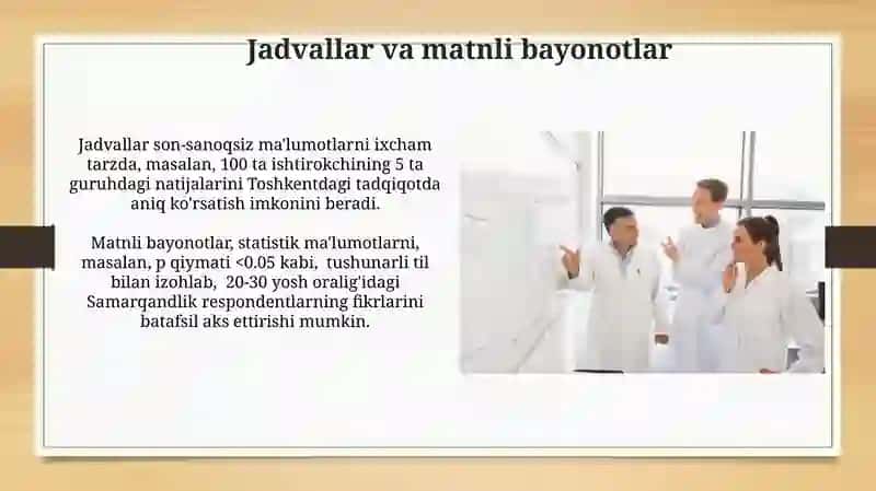Tajriba Tadqiqot Natijalarini Taqdim Etish Usullari 3