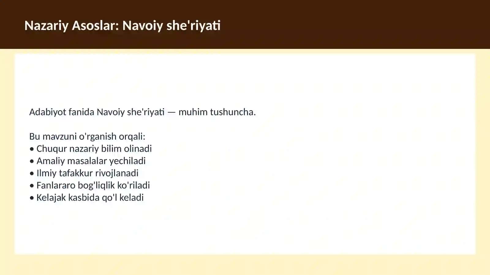 Alisher Navoiy - Adabiyot dars ishlanma 3