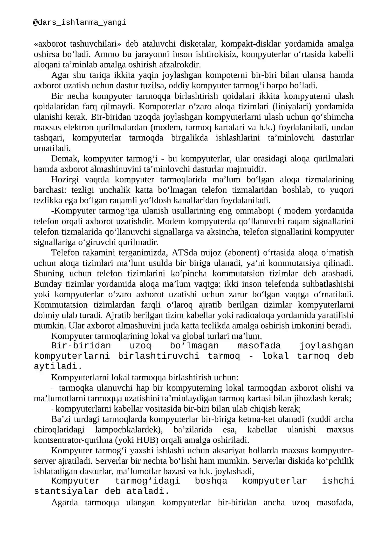 HAR XIL PROTOKOLLAR ASOSIDA LOKAL TARMOQDA ULANISH 3