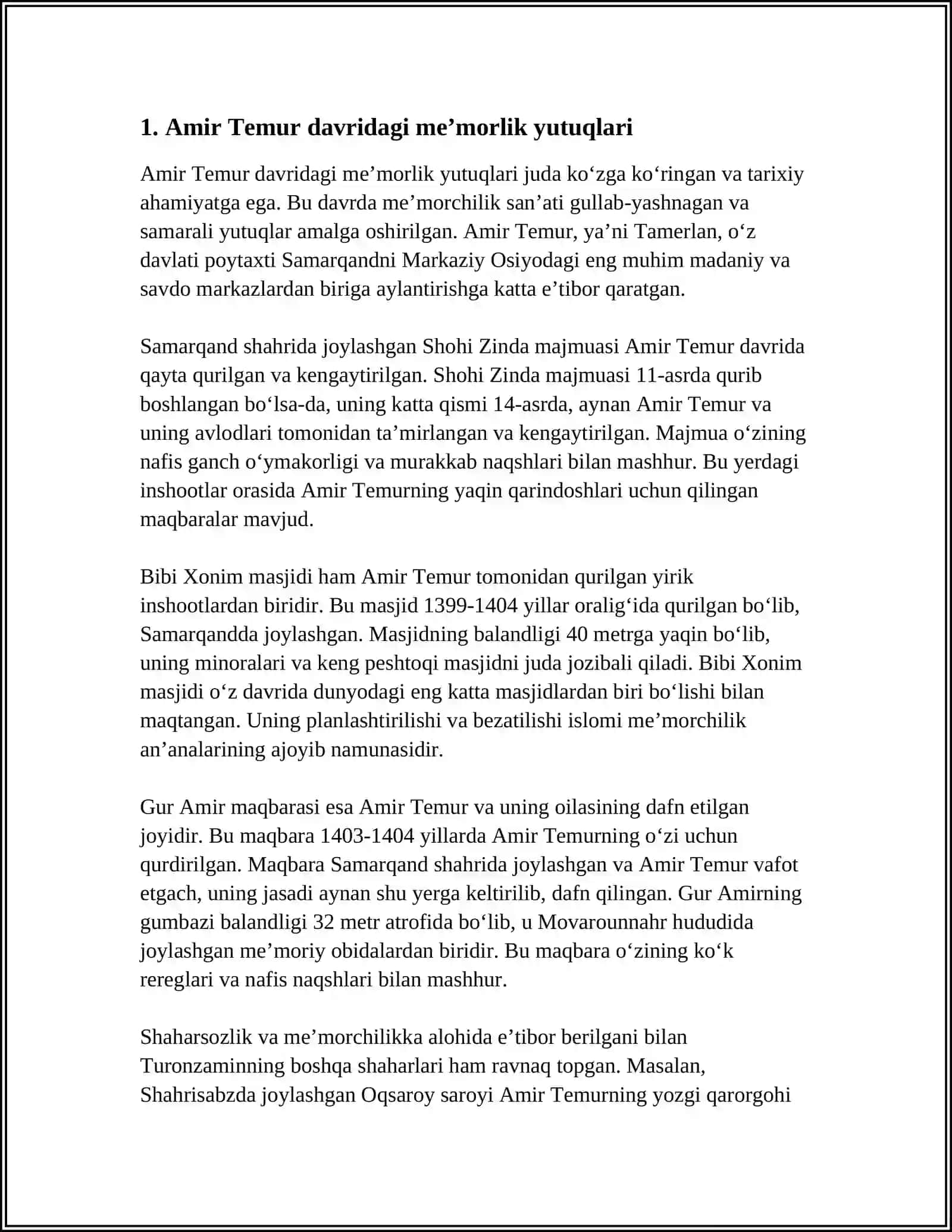 AMIR TEMUR VA TEMURIYLAR DAVRIDA SANʼATKORLAR HAYOTI TARZI 3