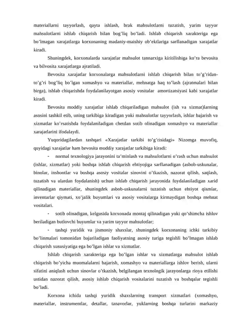 XARAJatlarni turkumlash va ularning hisobi 3