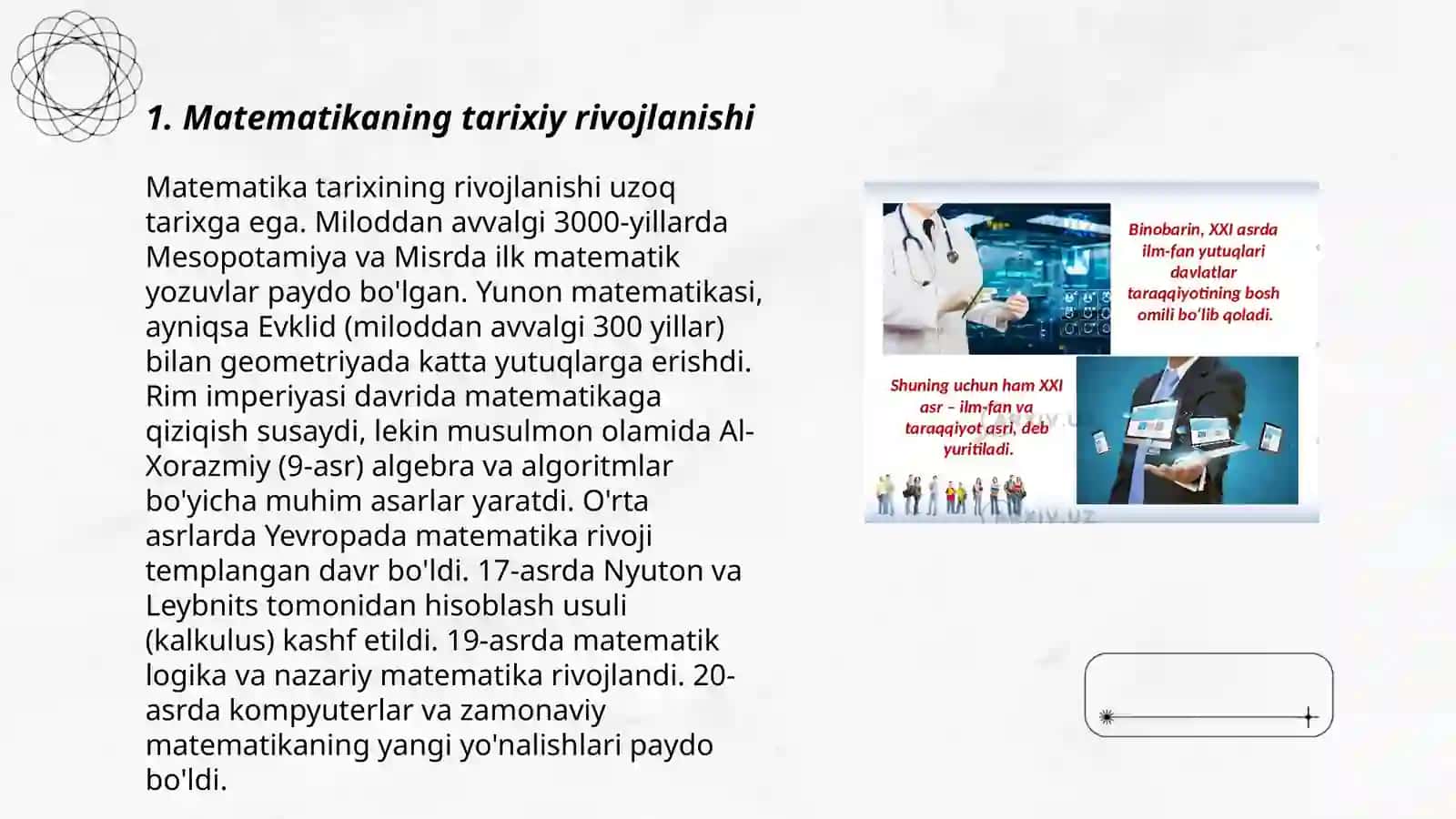 Matematikaning fan va oʻquv predmeti sifatidagi taraqqiyot bosqichlari 3