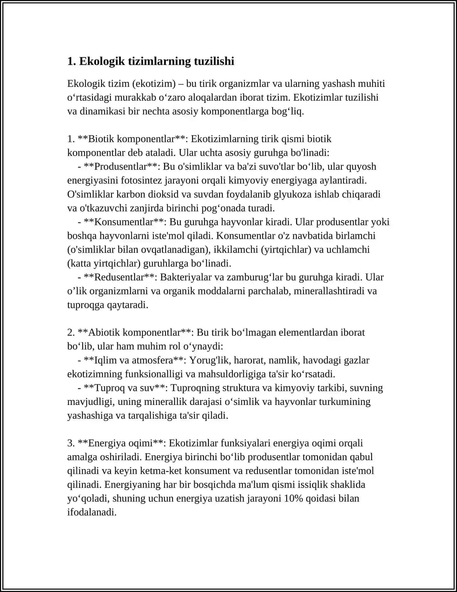 Ekologik tizimlar va ularning xususiyatlari 3