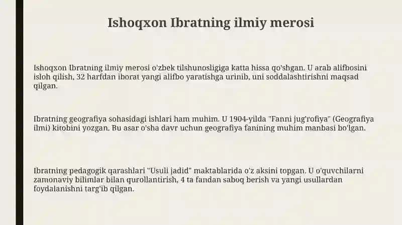 Ishoqxon Ibratning ilmiy gʼoyalari 3