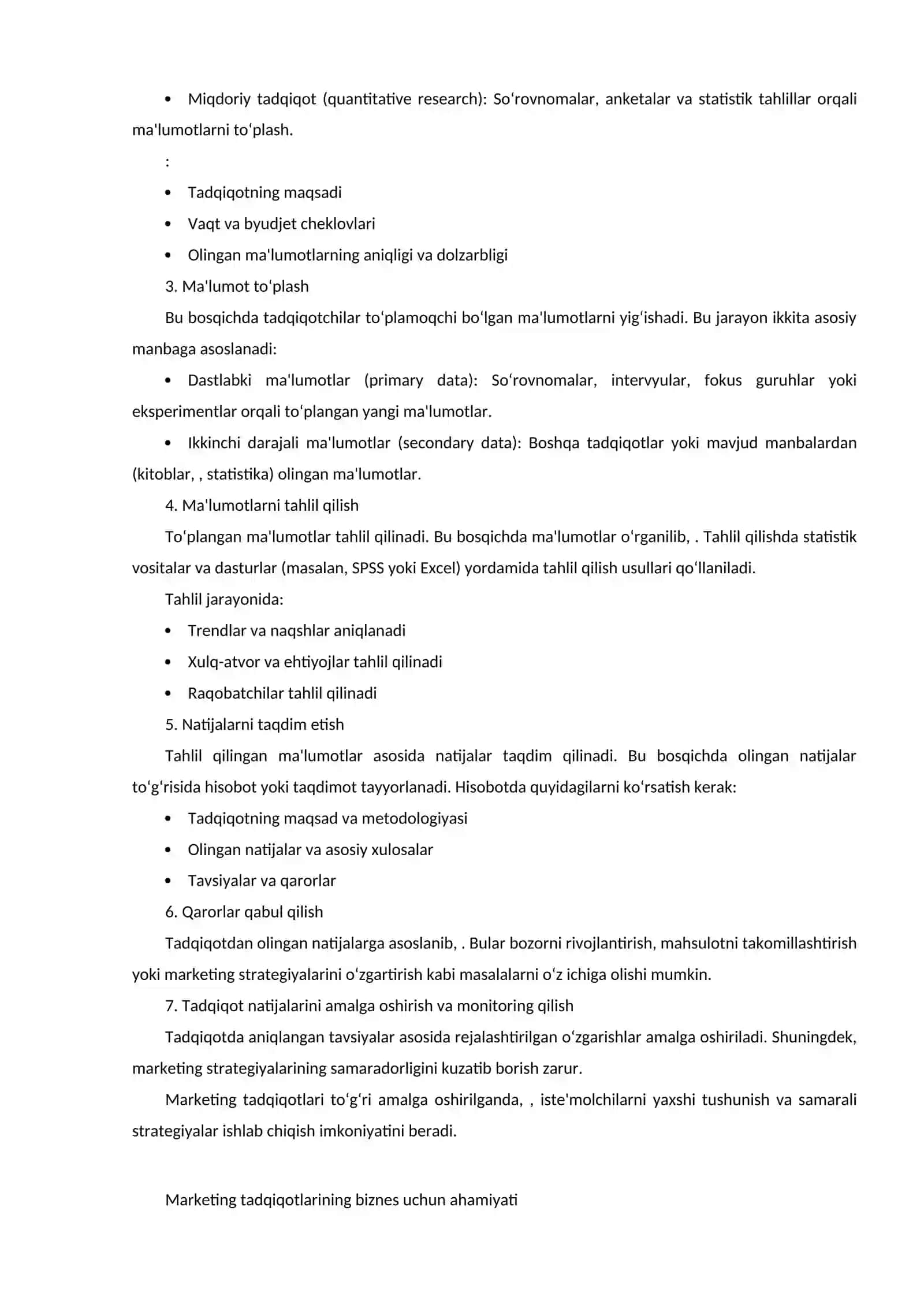 Marketing tadqiqotlari va ularning biznes uchun ahamiyati 3