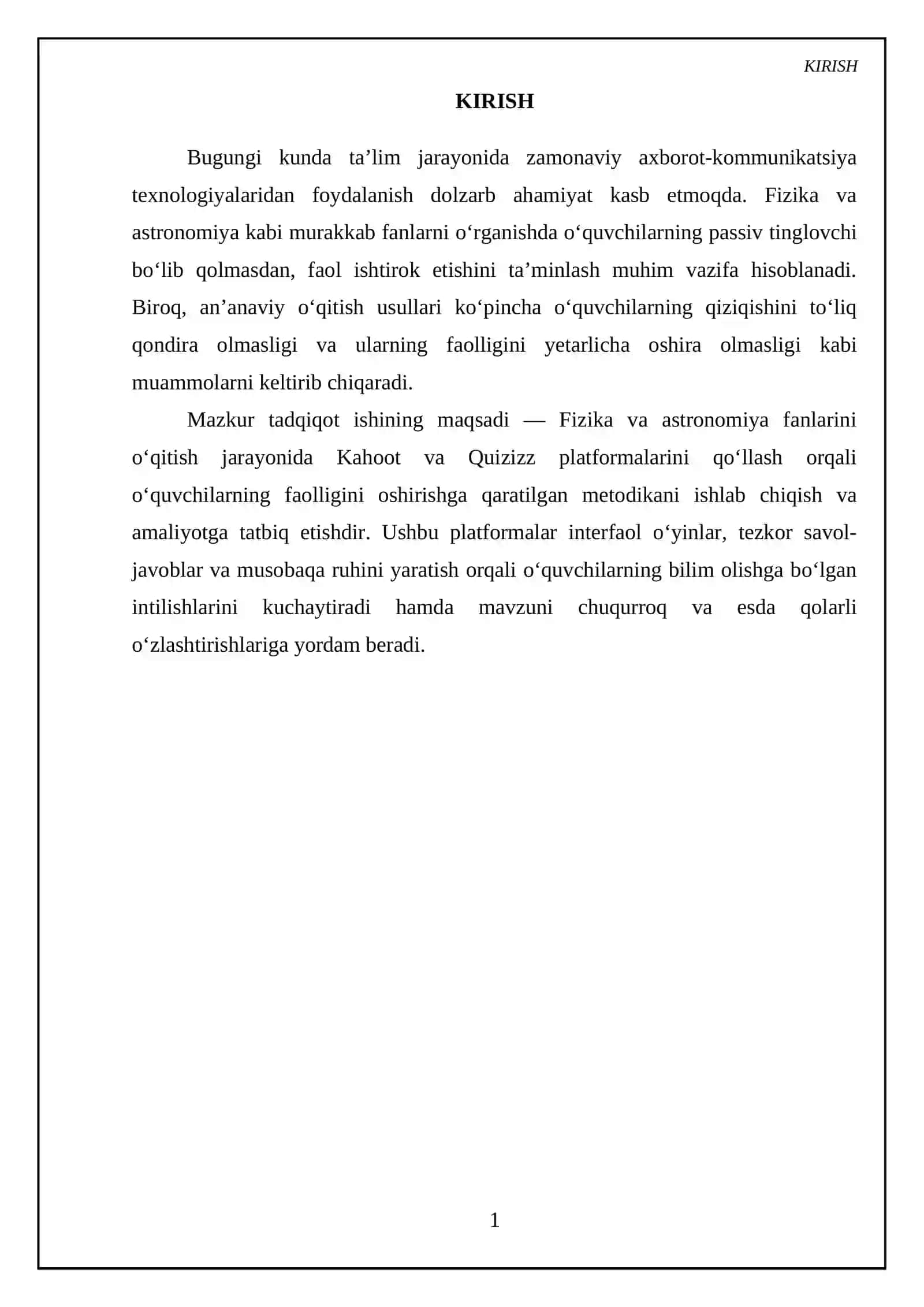 FIZIKA VA ASTRONOMIYA fanlarini oʻqitishda KAHOOT VA QUIZIZZ platformalari asosida oʻquvchilar faolligini oshirish metodikasi 3
