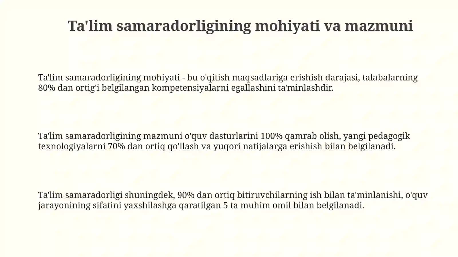 Ta'lim samaradorligi tushunchasi, uning mazmuni va mohiyati 3