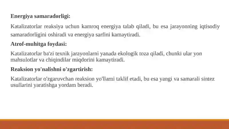 Organik sintezdagi katalizatorlarning roli 3