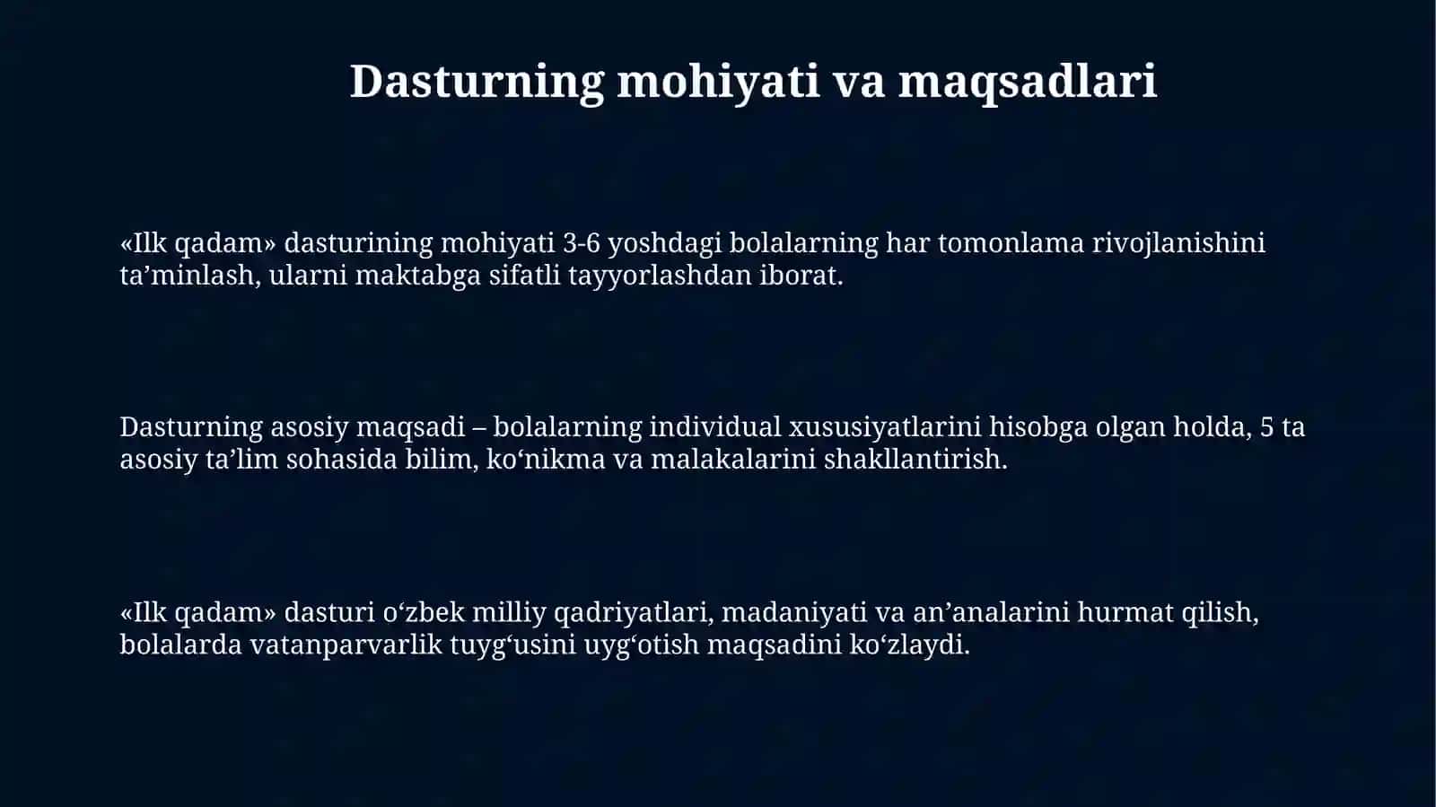 Ilk qadam davlat oʻquv dasturi asosida taqdimot tayyorlash 3