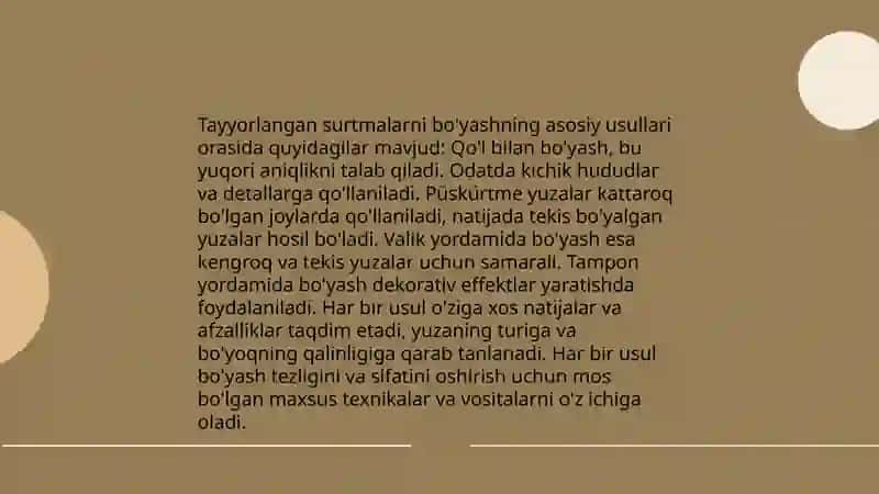 Tayyorlangan Surtmalarni Bo'yash 3