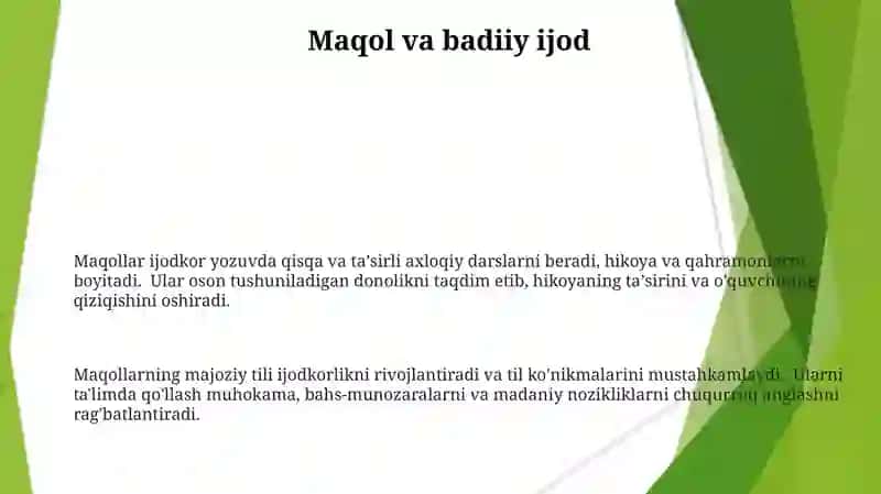 Tarbiyada maqollarning o'rni 3